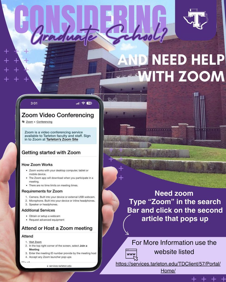 We know starting graduate school can feel overwhelming. Whether you're setting up for Zoom meetings or joining our Graduate Admissions 101 session, IT is here to help every step of the way. 💻✨ 🎓 Graduate Students, Your Success Starts Here! 📚

#Tarletonsolutions #Gradschool