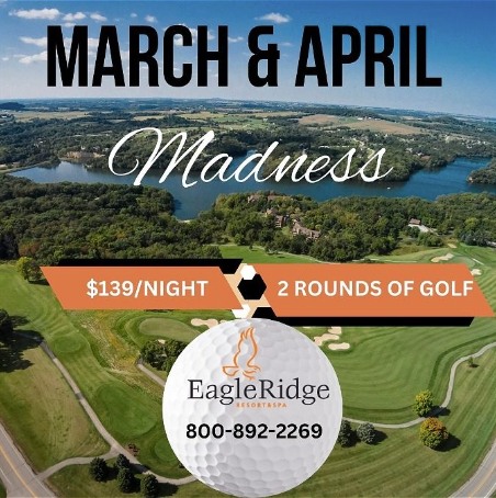 $139/night + two rounds of golf with a cart—an unbeatable deal! Don’t miss this limited-time offer to enjoy the rolling fairways and fresh spring air at Eagle Ridge.
🏌️‍♂️ Book now: bit.ly/3DRz3eN
#eagleridge #golfseason #galenaillinois