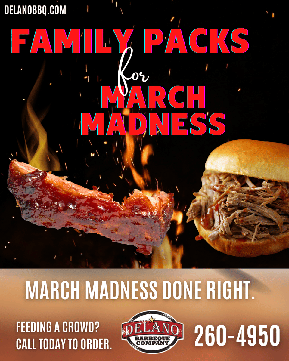 March Madness calls for lots of crazy grub. Call now to reserve your family pack!

🐖 Delano BBQ Co. This little piggie got smoked.🐖⠀
⠀⠀
💥Dine in, Curbside, Carryout, or Delivery!💥
710 W. Douglas Ave.
Wichita, KS
316-260-4950
 delanobbq.com
⠀⠀