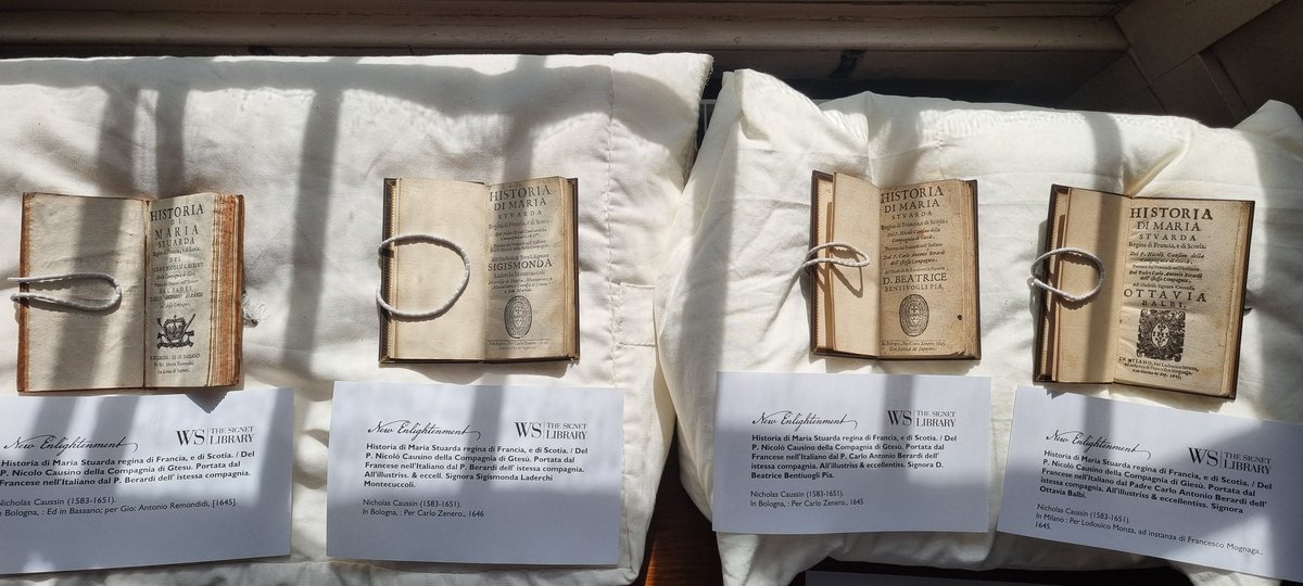 Four copies of Nicolas Caussin's 1645 Historia di Maria Stuarda on display to a delegation of visiting Italian lawyers at the Signet Library this morning.