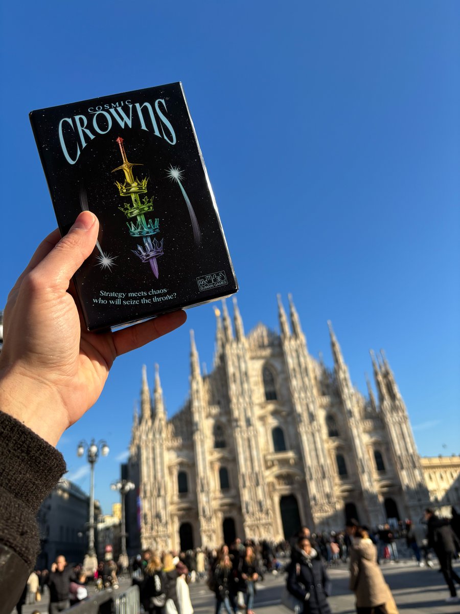 Cosmic Crowns went to Milan! And soon, it will be in hands around the world! We can’t wait to see where it travels next! 🌏✨ #playingcardgame #games #Kickstarter