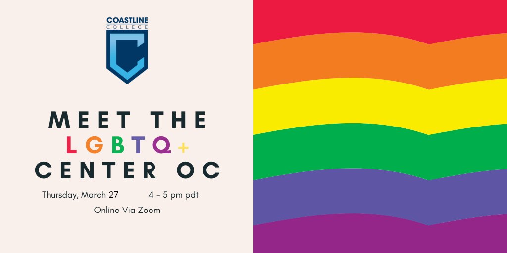 Join us in learning the history and current services available through the LGBTQ+ Center OC of Santa to support our Coastline Students, Staff, Allies, and Community Members.

Thursday, March 27th at 4 pm (PST)
Learn more: bit.ly/4l6I8RW
