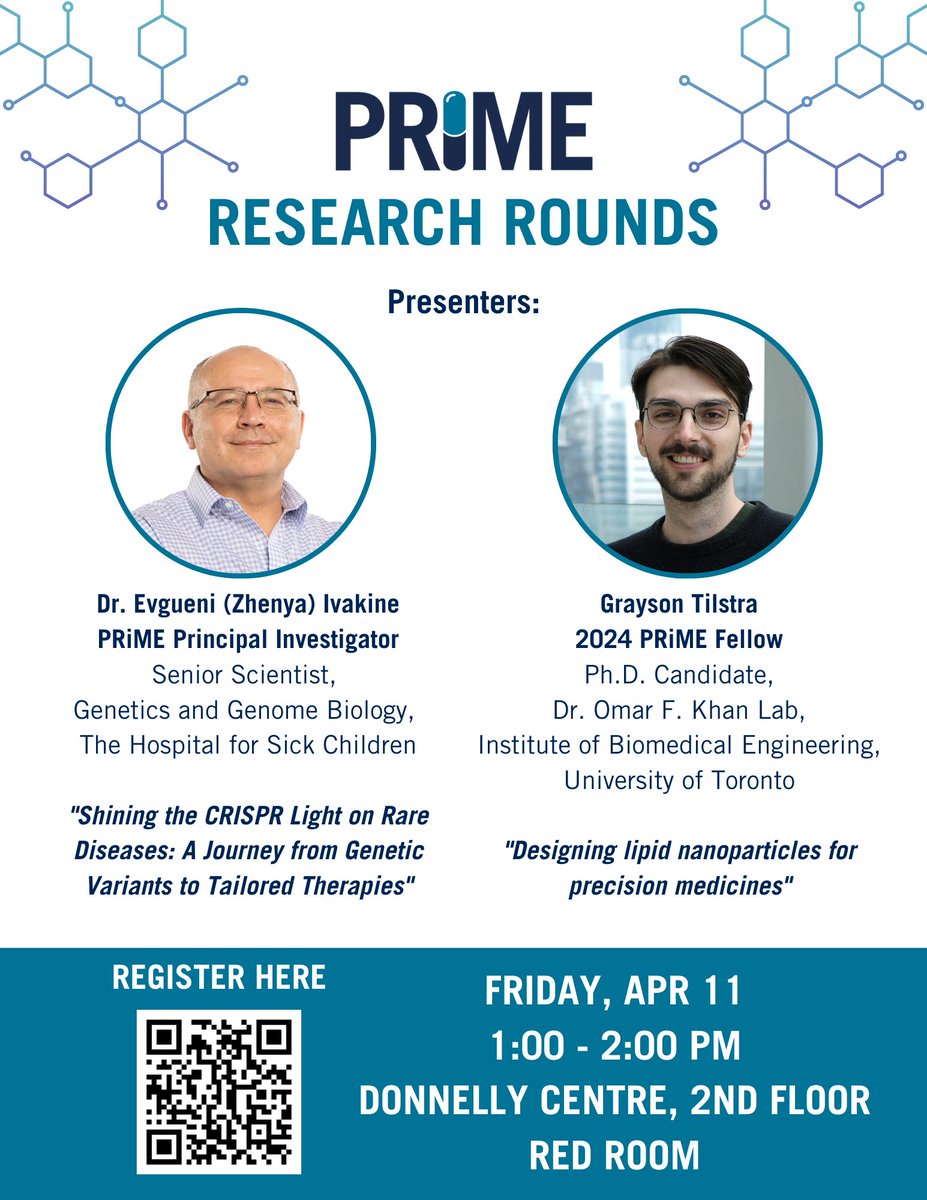 PRiME - Precision Medicine Initiative at UofT (@uoftprime) on Twitter photo Join the PRiME Research Rounds with Dr. Evgueni Ivakine <a href="/EIvakine/">Evgueni Ivakine</a> and Grayson Tilstra on Apr 11, 1 -2PM, at Donnelly Centre, Red Room! Reserve your spot now: public.eve.utoronto.ca/events/5558. Join the PRiME Research Rounds with Dr. Evgueni Ivakine <a href="/EIvakine/">Evgueni Ivakine</a> and Grayson Tilstra on Apr 11, 1 -2PM, at Donnelly Centre, Red Room! Reserve your spot now: public.eve.utoronto.ca/events/5558.
