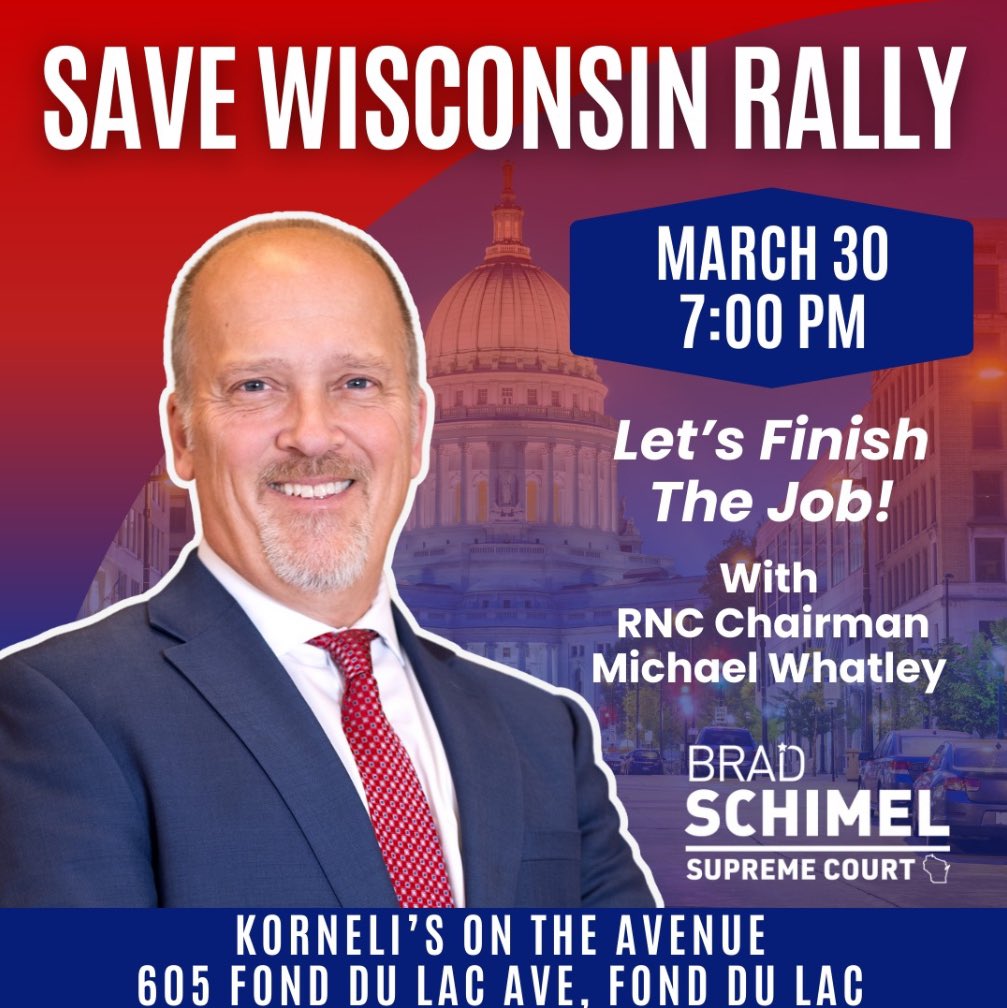 Glenn Grothman (@grothmanforwi) on Twitter photo Mark your calendars! 📆
We have 3️⃣ rallies with <a href="/TeamSchimel/">Team Schimel</a> and some special guests in the sixth district this weekend! Mark your calendars! 📆
We have 3️⃣ rallies with <a href="/TeamSchimel/">Team Schimel</a> and some special guests in the sixth district this weekend!