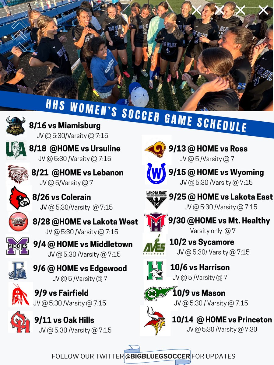 Our 2025 season schedule! Only a few more months before it’s time to get back at it #BigBlue #Hamilton 💪🏼 ⚽️