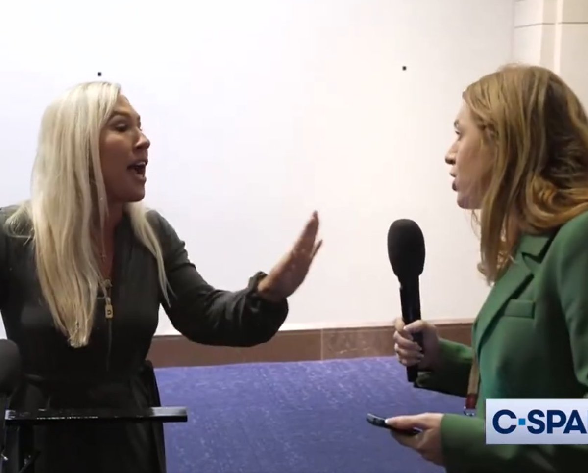 OccupyDemocrats's tweet image. BREAKING: MAGA Congresswoman Marjorie Taylor Greene has a humiliating meltdown when confronted by a reporter about SignalGate: "NONONO!"

The Republicans are starting to realize that they're in deep, deep trouble this time...

"Should the Defense Secretary—" began a reporter.…