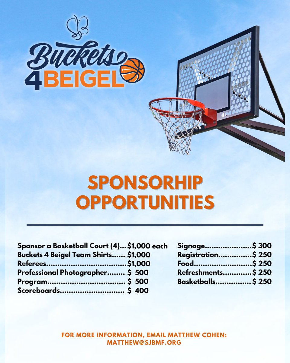 🏀 Save the Date! 🏀

Buckets 4 Beigel is back, and we need YOU to make it a slam dunk! 🌟

📅 Date: Saturday, May 17th
🕙 Time: 10:00 AM
📍 Location: North Shore Day Camp

✅ Sign up now by scanning the QR code or visiting secure.actblue.com/donate/buckets….
