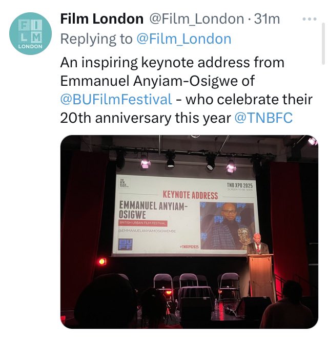 British Urban Film Festival (@bufilmfestival) on Twitter photo Keynote speeches and important conversations all round to kick-off the first full day of proceedings at The New Black Film Collective #TNBEXPO2025 in the company of <a href="/avvalook/">AVRIL EVANS</a>, <a href="/EmmanuelAnyiamO/">Emmanuel Anyiam-Osigwe MBE</a>, Faisal A. Qureshi (<a href="/bectu/">Bectu</a>) & Priscilla Igwe (Founder, The New Black Film Collective) Keynote speeches and important conversations all round to kick-off the first full day of proceedings at The New Black Film Collective #TNBEXPO2025 in the company of <a href="/avvalook/">AVRIL EVANS</a>, <a href="/EmmanuelAnyiamO/">Emmanuel Anyiam-Osigwe MBE</a>, Faisal A. Qureshi (<a href="/bectu/">Bectu</a>) & Priscilla Igwe (Founder, The New Black Film Collective)