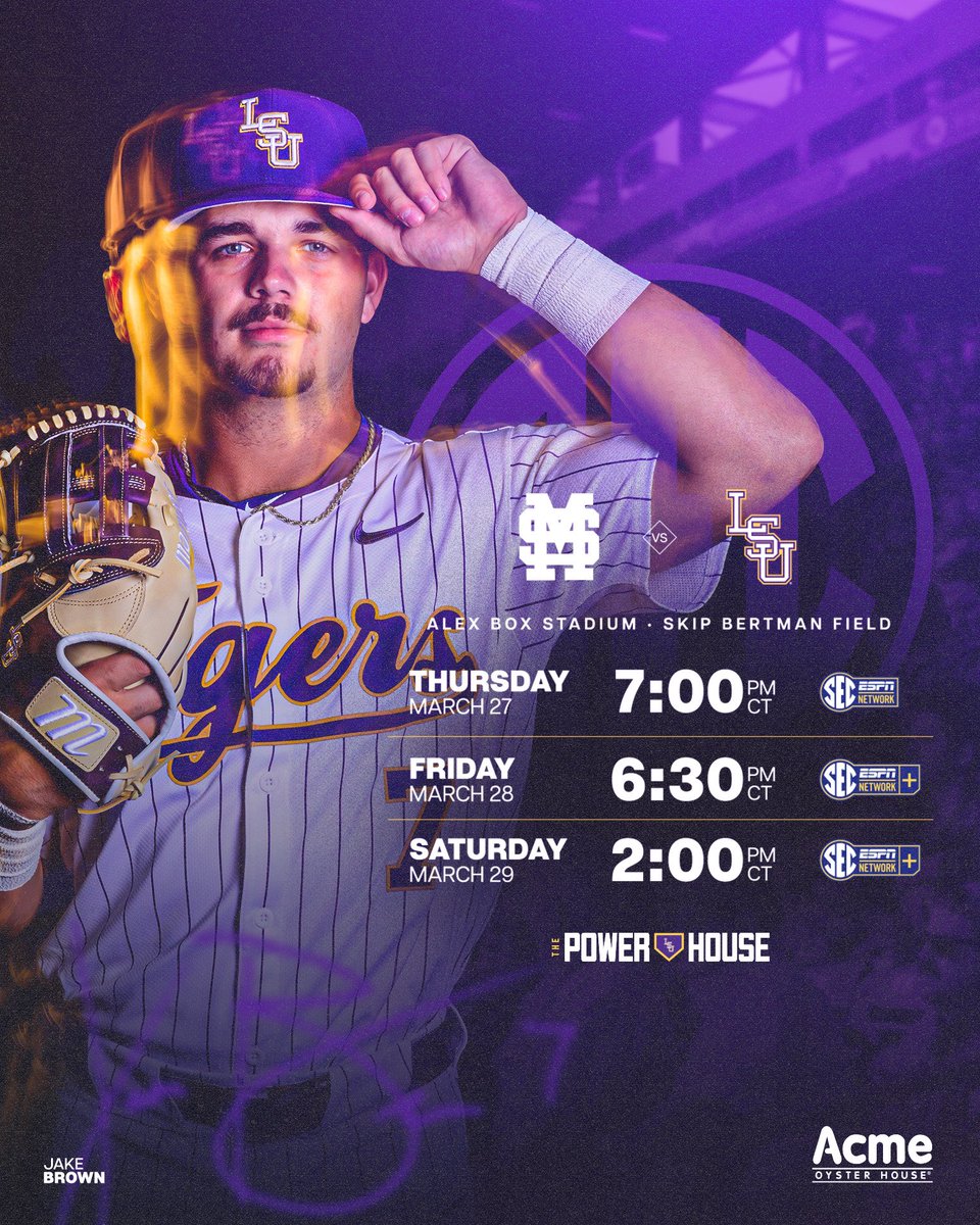 LSUbaseball's tweet photo. LSU opens an SEC series Thursday night against Mississippi State at The Box! https://t.co/RllhZk8hSu