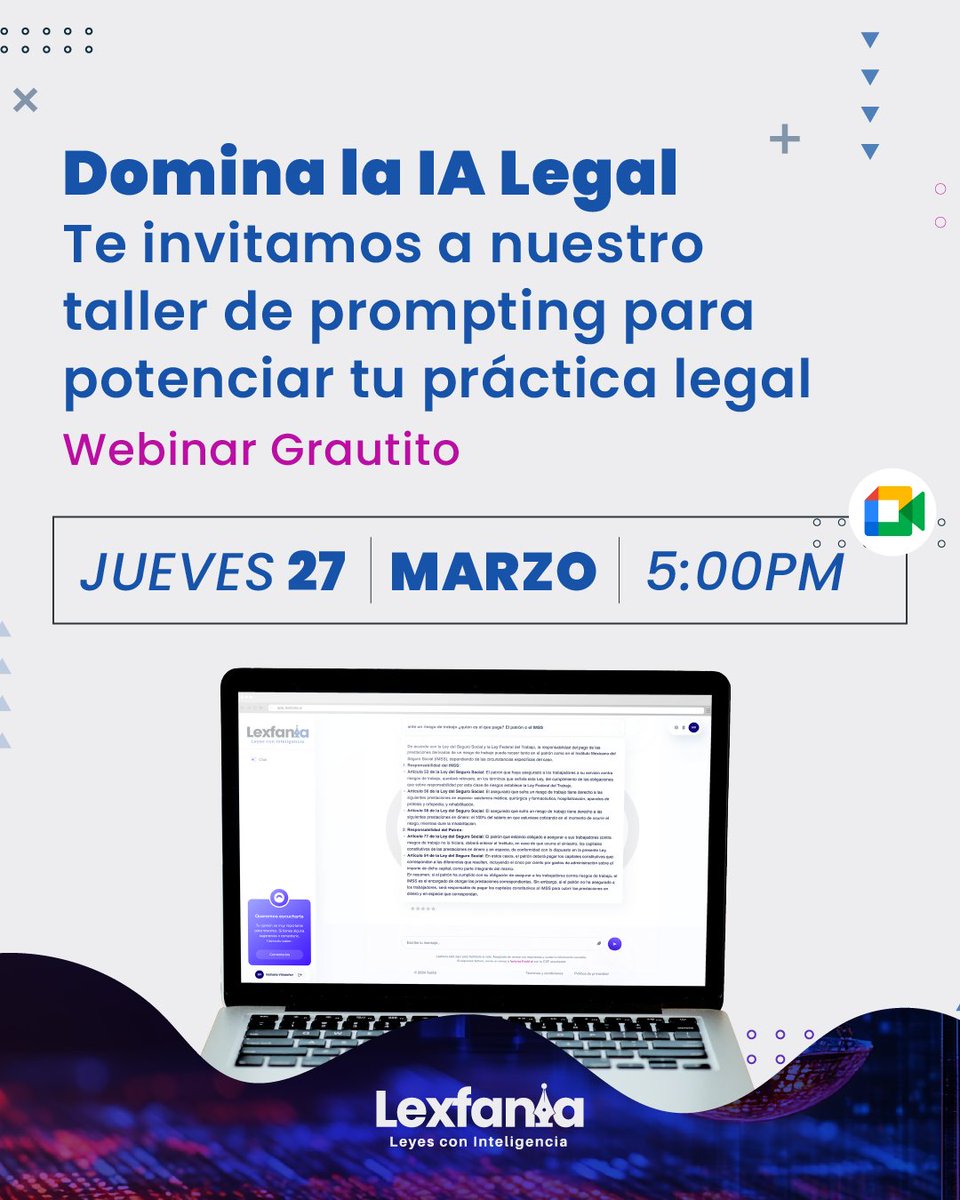 ¿Redactar contratos y construir argumentos legales sólidos en minutos?
Te decimos cómo en nuestro taller gratuito de prompting para abogados este Jueves 27 de marzo 2025 a las 5:00 pm
lexfania.ai/webinar-de-pro…
¡Saca el máximo provecho a la IA con Lexfania!
#LegalTech #IA #Lexfania