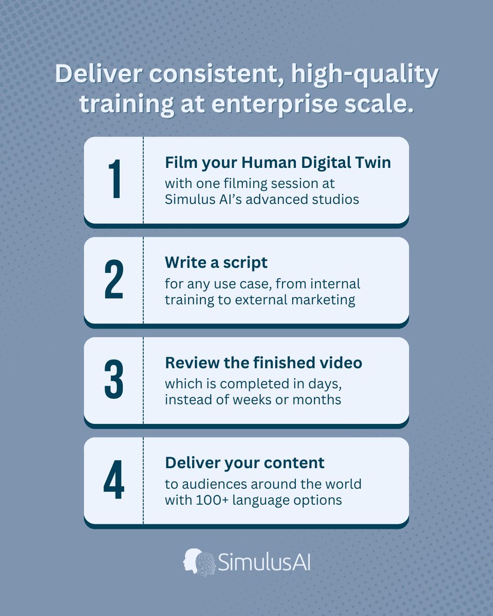 Streamline training with AI-powered precision and reliability. Get started with Simulus AI today!

#BringingHumanitytoAI #HumanDigitalTwin #HDT #ContentCreation #AI #Enterprise #SimulusAI #Technology #Innovation