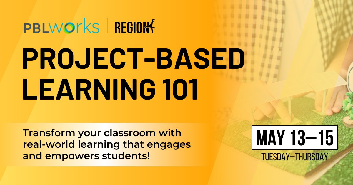 Ready to bring real-world learning to your classroom? PBL 101 is for you! A <a href="/PBLWorks/">PBLWorks</a> expert will lead you through this immersive, 3-day experience where you will learn how to design and implement Gold Standard PBL projects in your classroom.

Early-bird pricing ends April