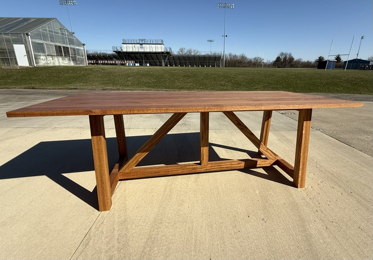 Senior Todd Laughton displays his farmhouse kitchen table project.  #ibuiltthismshs