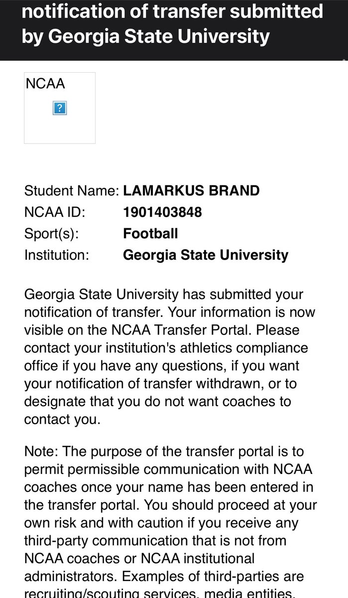 LaMarcus Brand (@marcus_brand_) on Twitter photo I’ve decided to enter the portal as a grad transfer (2 years remaining). Thank you, <a href="/GeorgiaStateFB/">GSU Football</a> for everything! 🙏 I’ve decided to enter the portal as a grad transfer (2 years remaining). Thank you, <a href="/GeorgiaStateFB/">GSU Football</a> for everything! 🙏