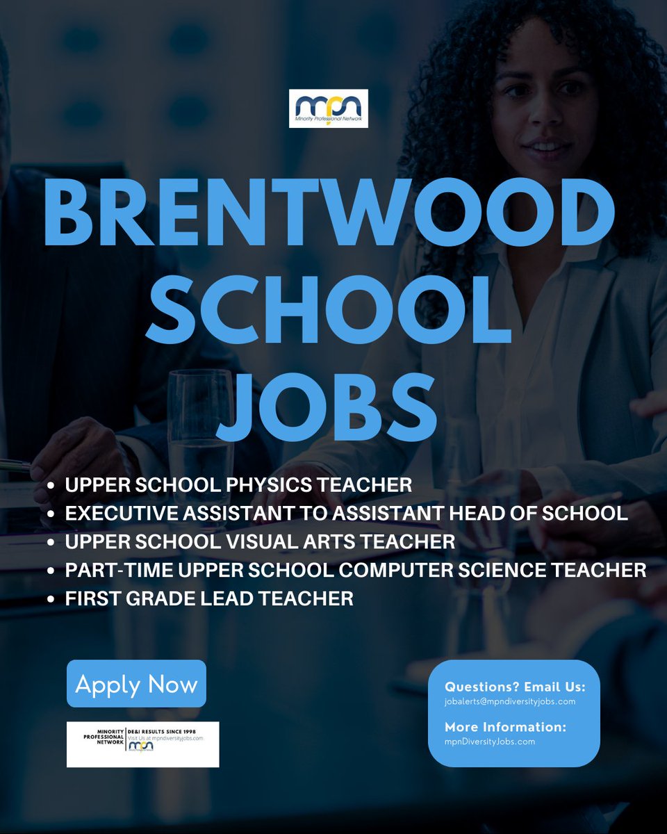 Physics Teacher
mpndiversityjobs.com/job/65663/
Executive Assistant to Assistant Head of School
mpndiversityjobs.com/job/65664/
Visual Arts Teacher
mpndiversityjobs.com/job/65665/
Computer Science Teacher
mpndiversityjobs.com/job/65666/
First Grade Lead Teacher
mpndiversityjobs.com/job/65667/

#TeachingJobs #Careers