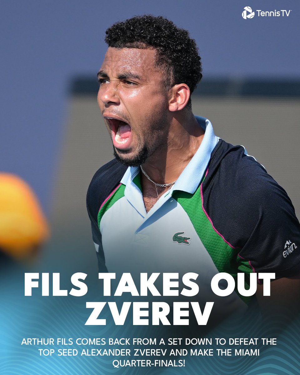 ALLEZ ARTHUR 🙌

Fils takes out the top seed to make it back-to-back quarter-finals in Indian Wells &amp; Miami!

#MiamiOpen