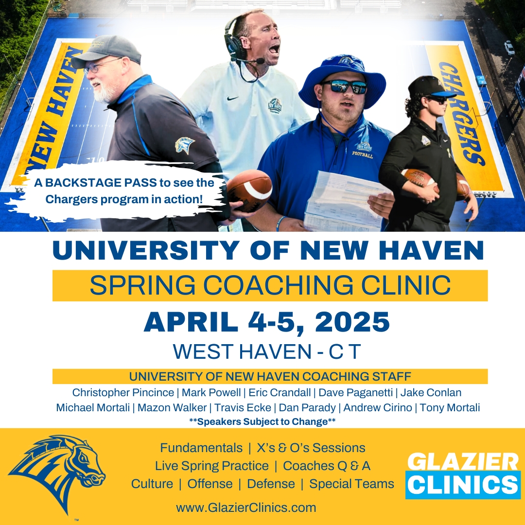 New Haven Football (@unewhavenfb) on Twitter photo Looking forward to hosting one of the <a href="/GlazierClinics/">Glazier Clinics</a> here on campus on April 4th + 5th #1Affects100 Looking forward to hosting one of the <a href="/GlazierClinics/">Glazier Clinics</a> here on campus on April 4th + 5th #1Affects100