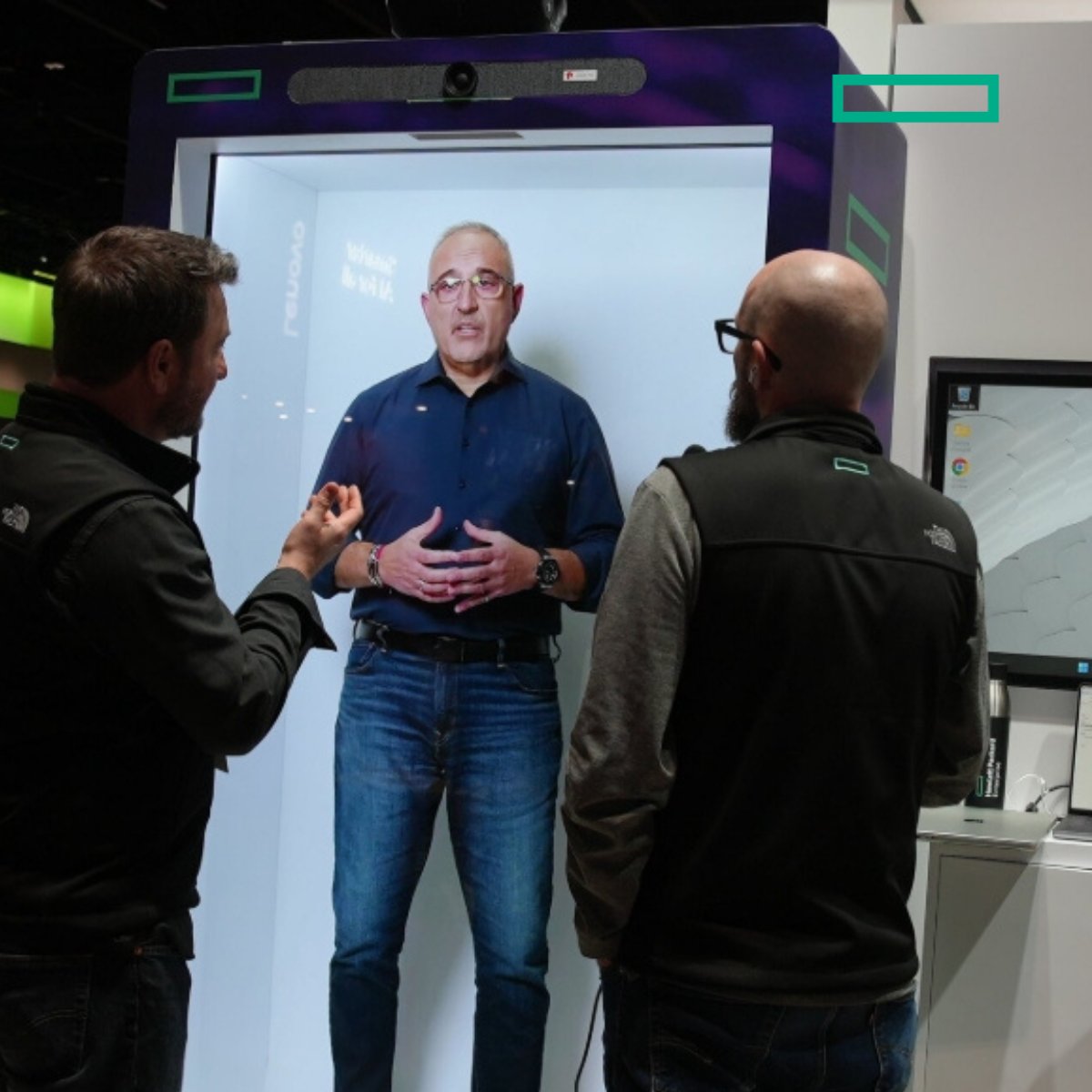 HPE's tweet image. HPE’s AI avatars showed how businesses can scale expertise without losing the human touch at GTC. 🤖 Think sales, support, and engagement, reimagined. NYT has all the highlights. hpe.to/6015FDulZ