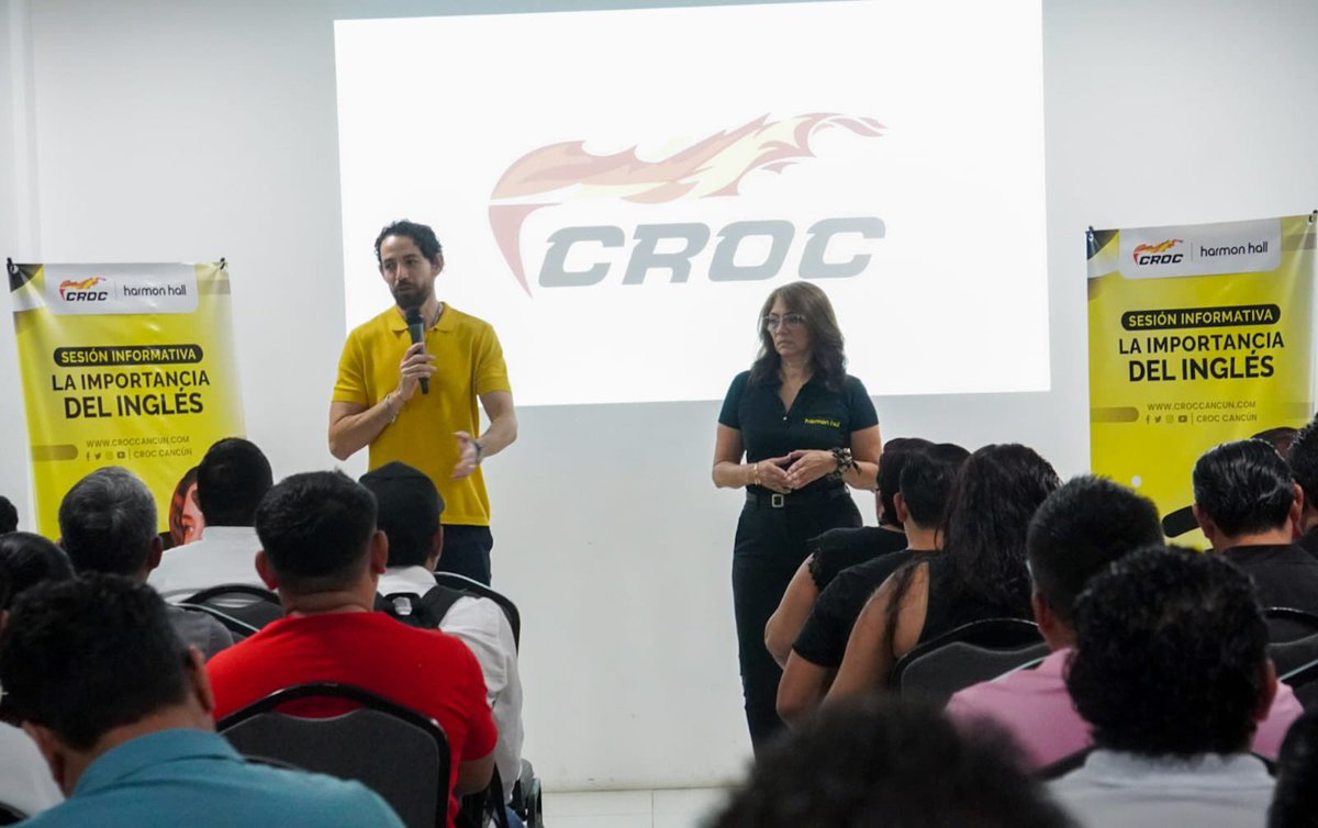 CrocCancun's tweet photo. Nuestros compañeros agremiados escucharon una interesante sesión informativa, compartida por el Instituto de Inglés “Harmon Hall”, mencionando los beneficios de la oferta educativa para todos los croquistas como parte del impulso a la educación y capacitación.

#CROCContigo https://t.co/AIGiMfBDwH