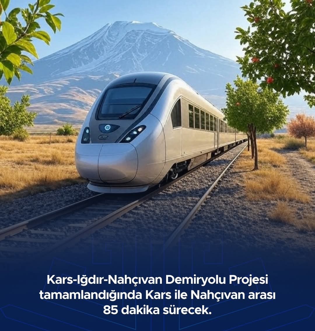 ElmeddinBehbud's tweet photo. 🇦🇿🇹🇷#Kars-#Iğdır-#Nahçıvan Demiryolu projesi tamamlandığında Kars ile Nahçıvan arası 85 dakika sürecek.🚄
#Qars-İğdır-Naxçıvan dəmiryolunun uzunluğu 224 km dir.
Bu yol sayəsində Mərkəzi Asiya ilə Avropa arasında yükdaşımaların müddəti 12 günə enəcək.
#KarsIğdırNahçıvandemiryolu https://t.co/5dObVUTBty