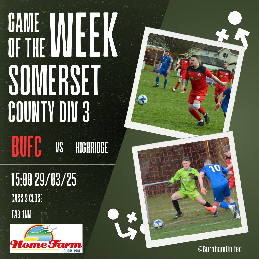 Burnham United A.F.C (@burnhamunited) on Twitter photo This weekend’s Game of the Week: a <a href="/somersetcfl/">Somerset County FL</a> Division 3 home match up against south Bristol’s title challenging <a href="/Highridgefc/">Highridge United FC</a> #Seasiders This weekend’s Game of the Week: a <a href="/somersetcfl/">Somerset County FL</a> Division 3 home match up against south Bristol’s title challenging <a href="/Highridgefc/">Highridge United FC</a> #Seasiders