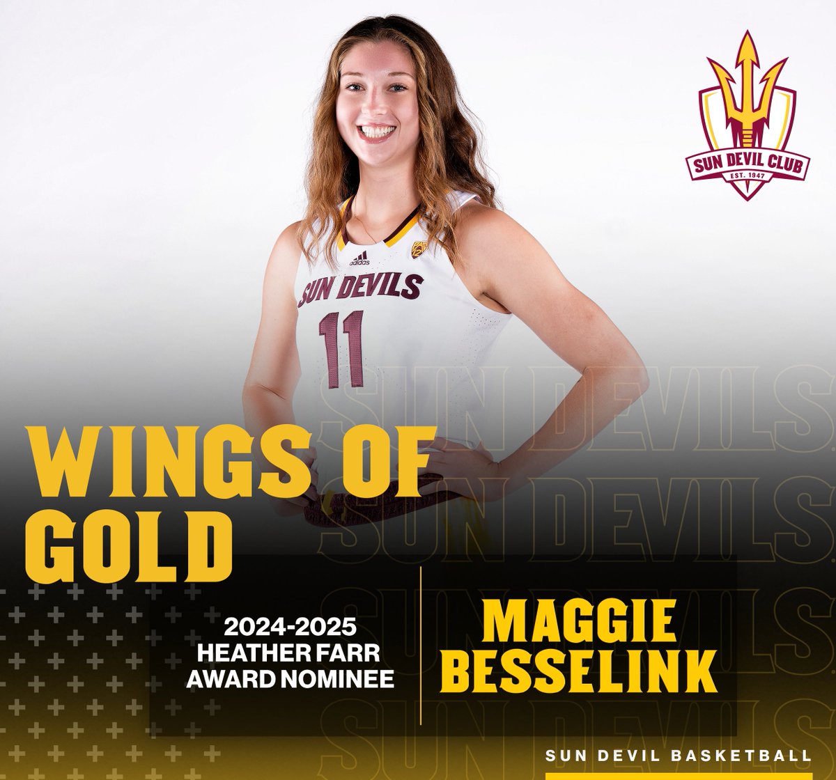 Sun Devil Club (@sundevilclub) on Twitter photo Maggie Besselink represents <a href="/SunDevilWBB/">Sun Devil WBB</a> as their nominee for the Heather Farr Award! Congratulations, Maggie! ✨🔱
Winner will be announced at the Wings of Gold reception on March 31! Register below🔗⬇️
eventbrite.com/e/wings-of-gol… Maggie Besselink represents <a href="/SunDevilWBB/">Sun Devil WBB</a> as their nominee for the Heather Farr Award! Congratulations, Maggie! ✨🔱
Winner will be announced at the Wings of Gold reception on March 31! Register below🔗⬇️
eventbrite.com/e/wings-of-gol…