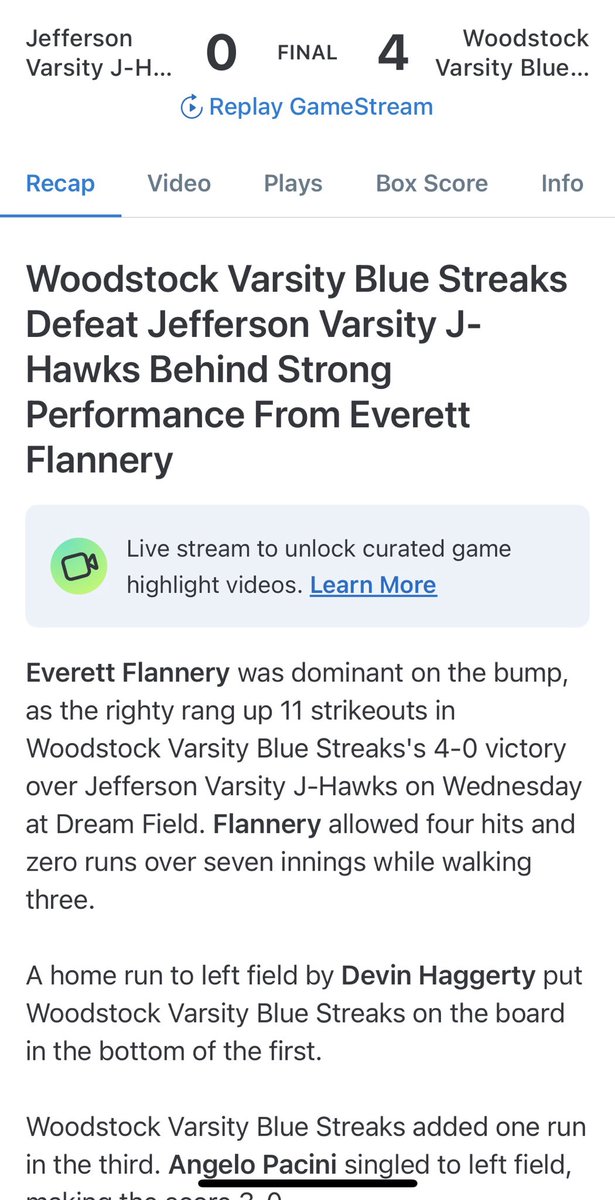Mike Flannery (@flannerymcmike) on Twitter photo Great Win for Blue Streaks Baseball!!
Dominating performance for Hog on the bump!! <a href="/EFlannery1656/">Everett Flannery</a> Great Win for Blue Streaks Baseball!!
Dominating performance for Hog on the bump!! <a href="/EFlannery1656/">Everett Flannery</a>