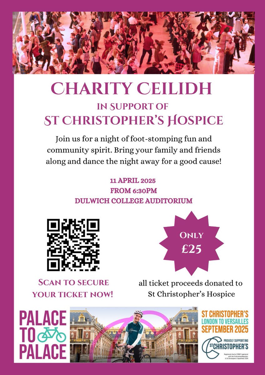 Dr Rosemary Leonard (@drrosemaryl) on Twitter photo I’m fundraising for <a href="/StChrisHospice/">St Christopher's</a> who provide such wonderful end of life care for the people in South East London.
Join me for a fun informal evening ceilidh dancing on Friday April 11th at Dulwich College.
Info & ticket details here
tickettailor.com/events/spinnak… I’m fundraising for <a href="/StChrisHospice/">St Christopher's</a> who provide such wonderful end of life care for the people in South East London.
Join me for a fun informal evening ceilidh dancing on Friday April 11th at Dulwich College.
Info & ticket details here
tickettailor.com/events/spinnak…