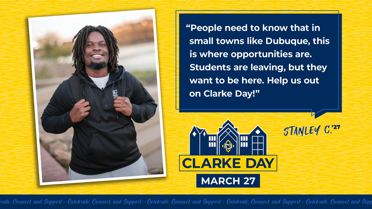 You can help students like Stanley by making a gift of any size on Clarke Day, TOMORROW! Learn more about his story and make a gift at support.clarke.edu/clarke-day/?a=…