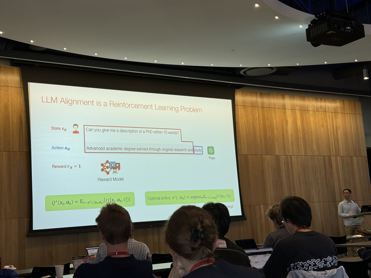 <a href="/MingYin_0312/">Ming Yin</a> explaining how #LLM Alignment is an RL problem in his #cpal2025 Rising Star Award talk.