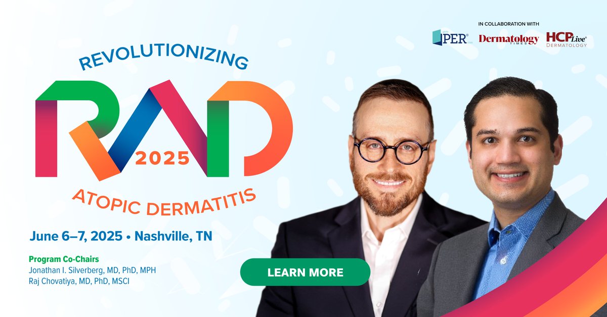 Revolutionizing AD (@revatopicderm) on Twitter photo We can't wait for the Revolutionizing Atopic Dermatitis (RAD) Conference in Nashville, TN. Don’t miss the chance to join <a href="/JonathanMd/">Jonathan Silverberg, MD, PhD, MPH</a> and <a href="/RajMDPhD/">Raj Chovatiya, MD PhD</a> for two full days of CME.
Seats are limited: bit.ly/4bMvumY
#AtopicDermatitis #RAD #gotoper We can't wait for the Revolutionizing Atopic Dermatitis (RAD) Conference in Nashville, TN. Don’t miss the chance to join <a href="/JonathanMd/">Jonathan Silverberg, MD, PhD, MPH</a> and <a href="/RajMDPhD/">Raj Chovatiya, MD PhD</a> for two full days of CME.
Seats are limited: bit.ly/4bMvumY
#AtopicDermatitis #RAD #gotoper