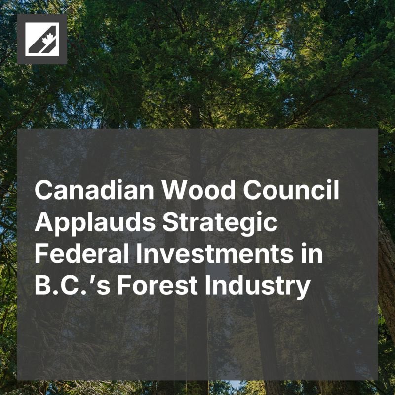 The Canadian Wood Council welcomes the Government of Canada’s announcement of over $20 million in funding for 67 projects that support the growth and resilience of British Columbia’s forest sector.

🔗 Read the announcement: canada.ca/en/natural-res…

#MassTimber