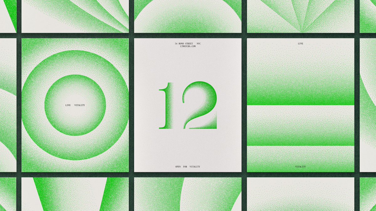 carlos_______b's tweet image. thrilled to share the branding for 12: a new matcha house opening today in NYC, designed with the team at Base 💚 Full case study basedesign.com/work/12-matcha