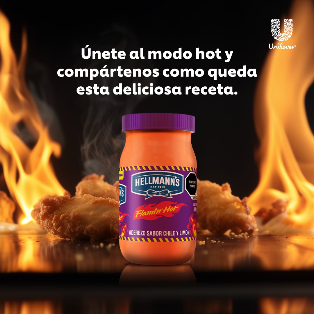 ¿Ombligo de semana y tienes antojo? Añádele un toque atrevido y delicioso a tu día con la nueva Hellmann´s Flamin Hot para un resto de la semana semana hot.