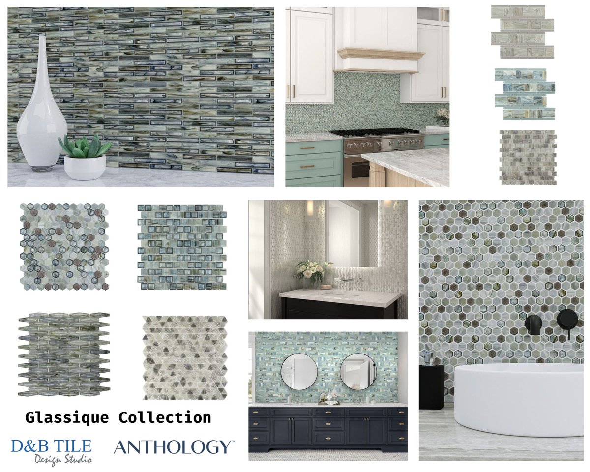 dbtile1's tweet image. Add a touch of brilliance with the Glassique Collection! 

These elegant glass mosaics from #Anthology  Tile bring depth &amp;amp; sophistication to any space—perfect for #backsplashes, feature #walls, &amp;amp; more! 

Where would you use Glassique?