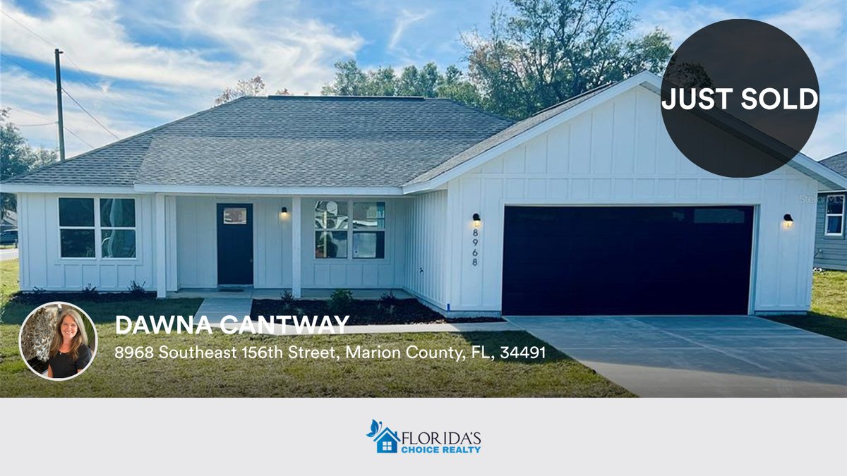 DCantwayRealtor's tweet photo. 🛌 3 🛀 2 🚘 2
📍 8968 Southeast 156th Street, Marion County, FL, 34491

My latest sale on RateMyAgent.
Broker BK3349668
https://t.co/o5olwC63lr

...
#ratemyagent #realestate #FLORIDAS_CHOICE_REALTY https://t.co/aUJQu1WUnT