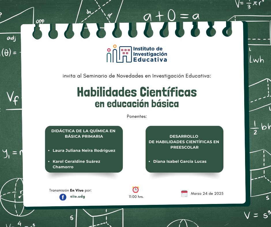 El Instituto de Investigación Educativa invita al público en general a la Transmisión En Vivo del Seminario: