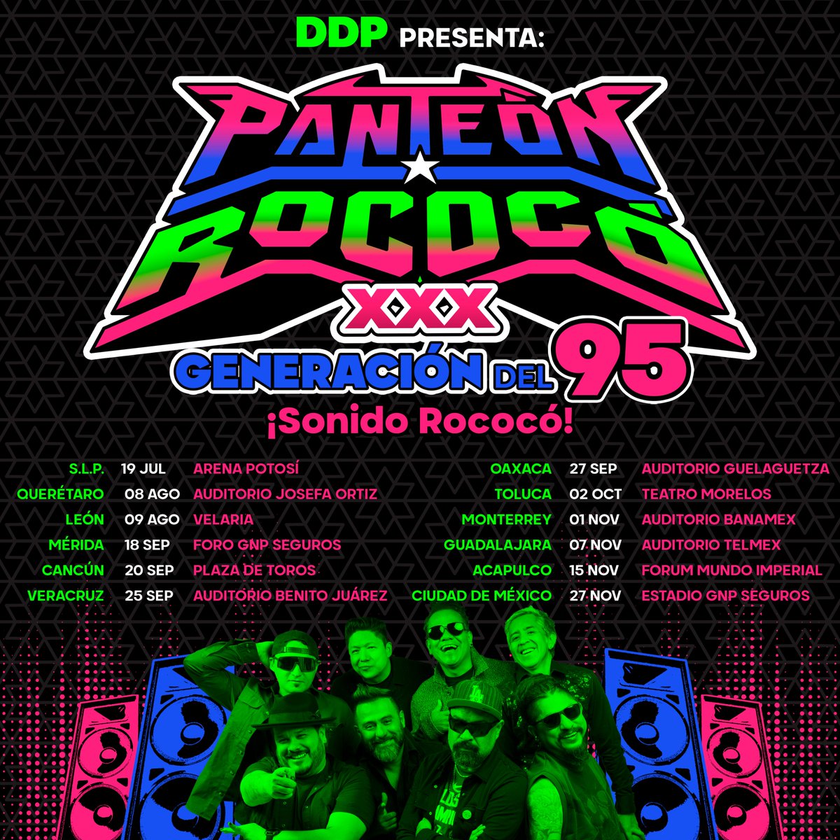 ☠️DDP Presenta: Panteón Rococó Generación del 95  ¡Sonido Rococó!  
 
Los boletos para todos nuestros shows ya están disponibles, venta de boletos en taquilla y en línea. Se aceptan pagos con efectivo y tarjeta.

Aquí pueden encontrar sus boletos: linktr.ee/panteonrococo