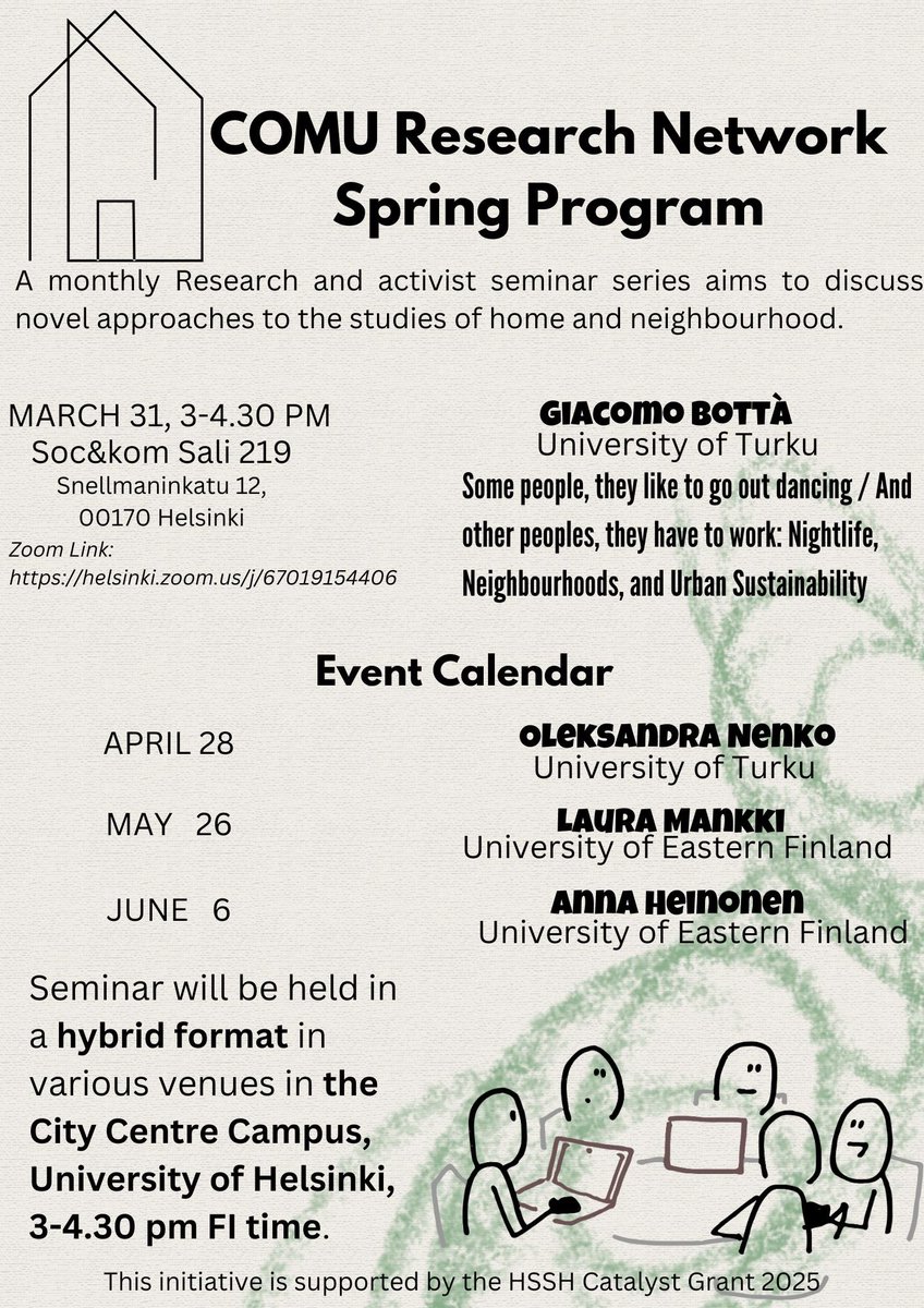 Stella Xinwei Zhang (@stellaz85628022) on Twitter photo Welcome to the first seminar of the COMU Research Network:
Giacomo Bottà (University of Turku)
March 31, 15:00-16.30 EET
<a href="/HelsinkiHSSH/">Helsinki Institute of Social Sciences & Humanities</a>
#COMUResearch #UrbanSustainability #HomeAndHousing #Intersectionality #UrbanCulture #ResearchAndActivism #UrbanStudies #UniversityOfHelsinki Welcome to the first seminar of the COMU Research Network:
Giacomo Bottà (University of Turku)
March 31, 15:00-16.30 EET
<a href="/HelsinkiHSSH/">Helsinki Institute of Social Sciences & Humanities</a>
#COMUResearch #UrbanSustainability #HomeAndHousing #Intersectionality #UrbanCulture #ResearchAndActivism #UrbanStudies #UniversityOfHelsinki