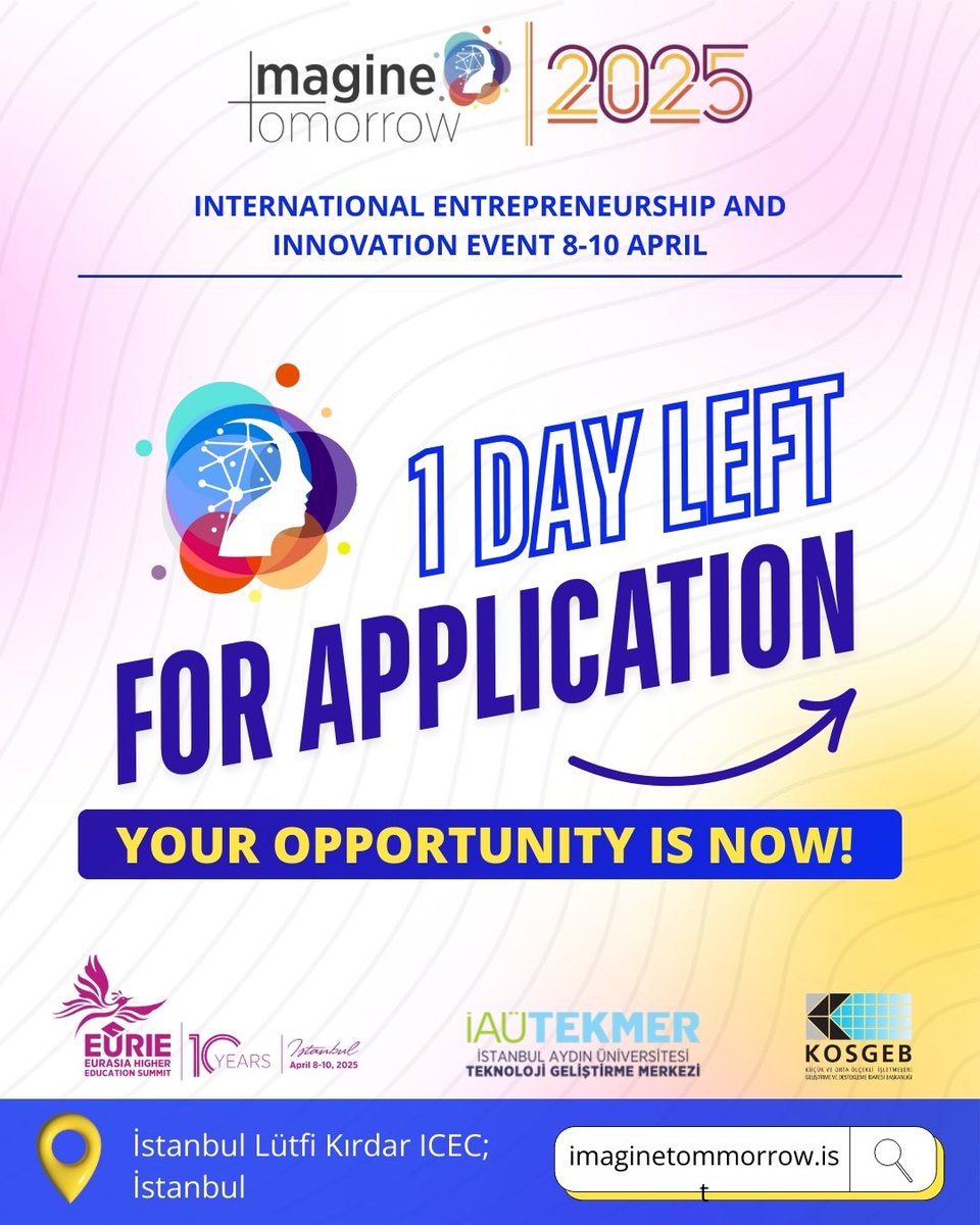 ⏳ Only 1 Days Left to Apply for Imagine Tomorrow! ⏳

Başvuru linki : docs.google.com/forms/d/1ch890…