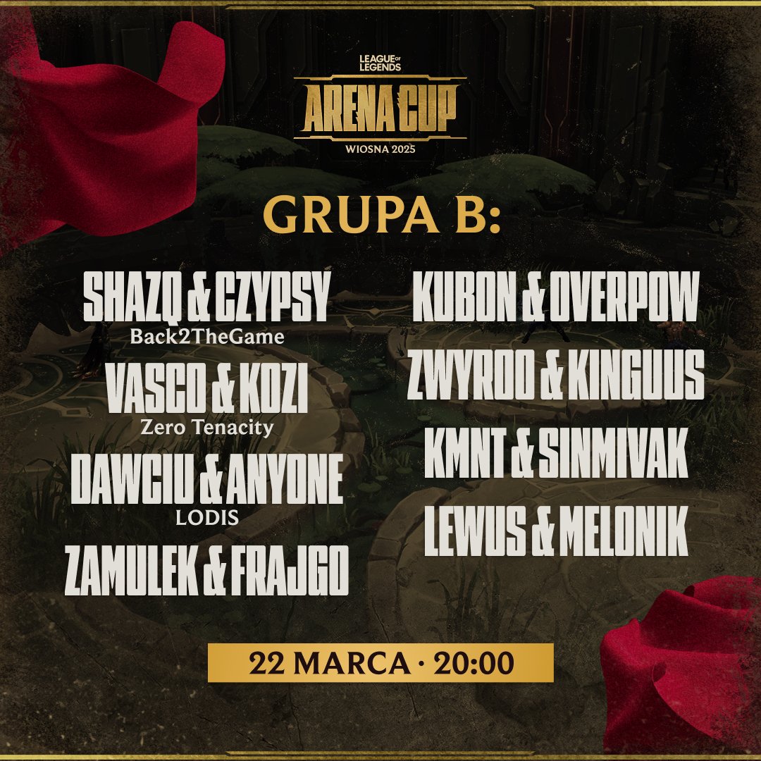 Przed Wami ostateczna lista wojowników, którzy powalczą o zwycięstwo w Arena Cup Wiosna 2025! ⚔️