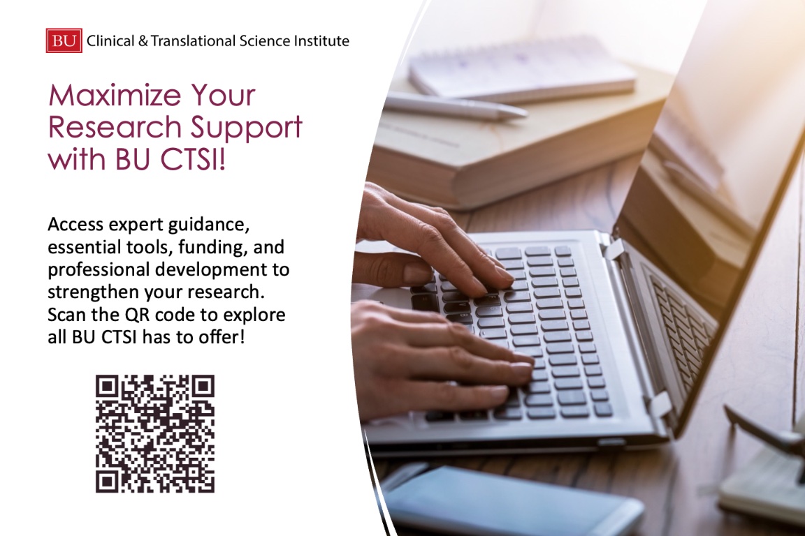 #SymposiumAd| Maximize Your Research Support <a href="/BU_CTSI/">BU Clinical and Translational Science Institute</a> ! Gain access to expert guidance, essential tools, funding, and professional development to strengthen your research.
Scan the QR code to explore all BU CTSI has to offer! #TranslationalScience #ClinicalResearch