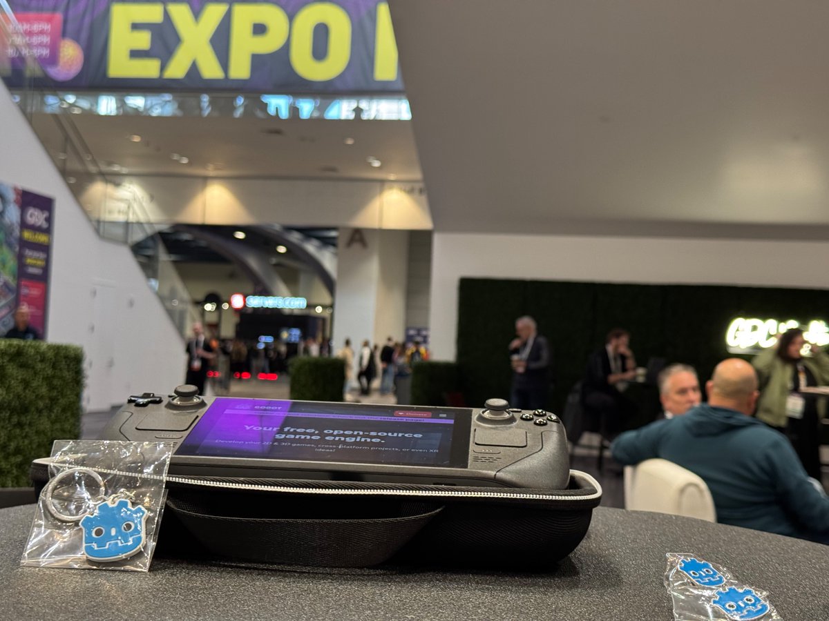Unofficial #GodotEngine understairs gathering spot on the #GDC2025 expo floor. Down the South Hall stairs, turn right and turn right to GDCNights. Hope to meet all the Godot gamedevs! ❤️