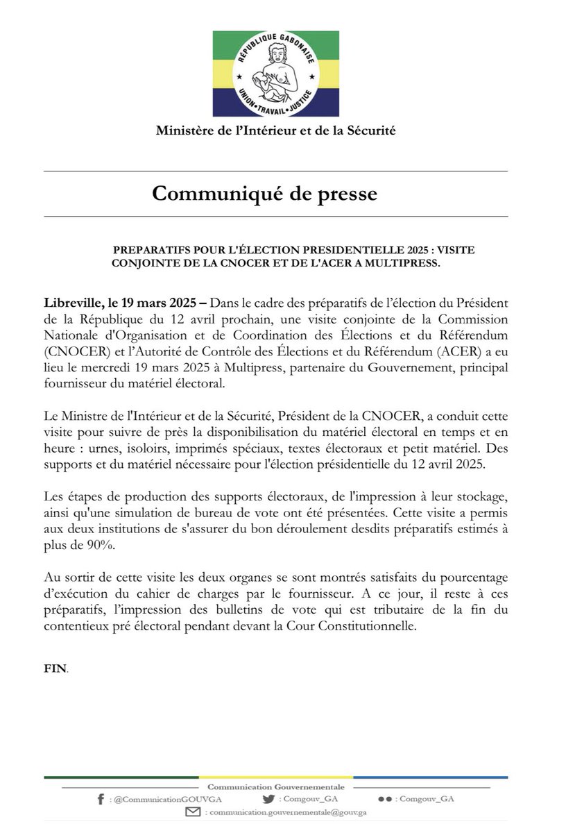 [ELECTION PRÉSIDENTIELLE 2025]

LA CNOCER ET L'ACER FONT LE POINT DU MATÉRIEL ELECTORAL À MULTIPRESS.