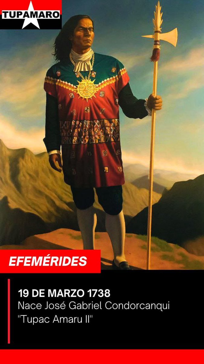 ¡José Gabriel Condorcanqui!

Uno de los personajes más recordados de nuestra historia; Túpac Amaru II, fue un cacique indígena que lideró la mayor rebelión en la historia del Perú. Dió inicio al levantamiento indígena más grande contra los españoles.
#TodoElPartidoUnaEscuela