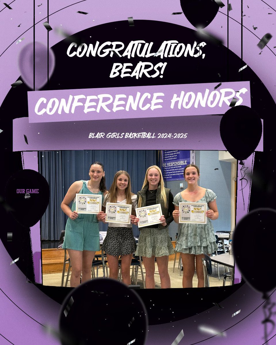 Congratulations to these Bears on EMC Conference Honors:
*Addie Sullivan - First Team All-Conference
*Cadence Field - All-Conference Honorable Mention
*Taytum Macholan - All-Conference Honorable Mention
*Kate Wulf - All-Conference Honorable Mention