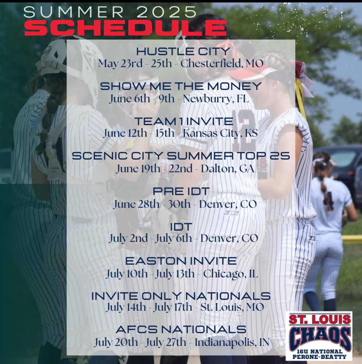 We would love to add another national level pitcher that wants to play on the national stage. Are you available for Show Me The Money in June? Let’s Go!Make a great decision and send a DM now!
Contact Evan National Team Director-314-607-2379 or Coach Phil 702-210-4379