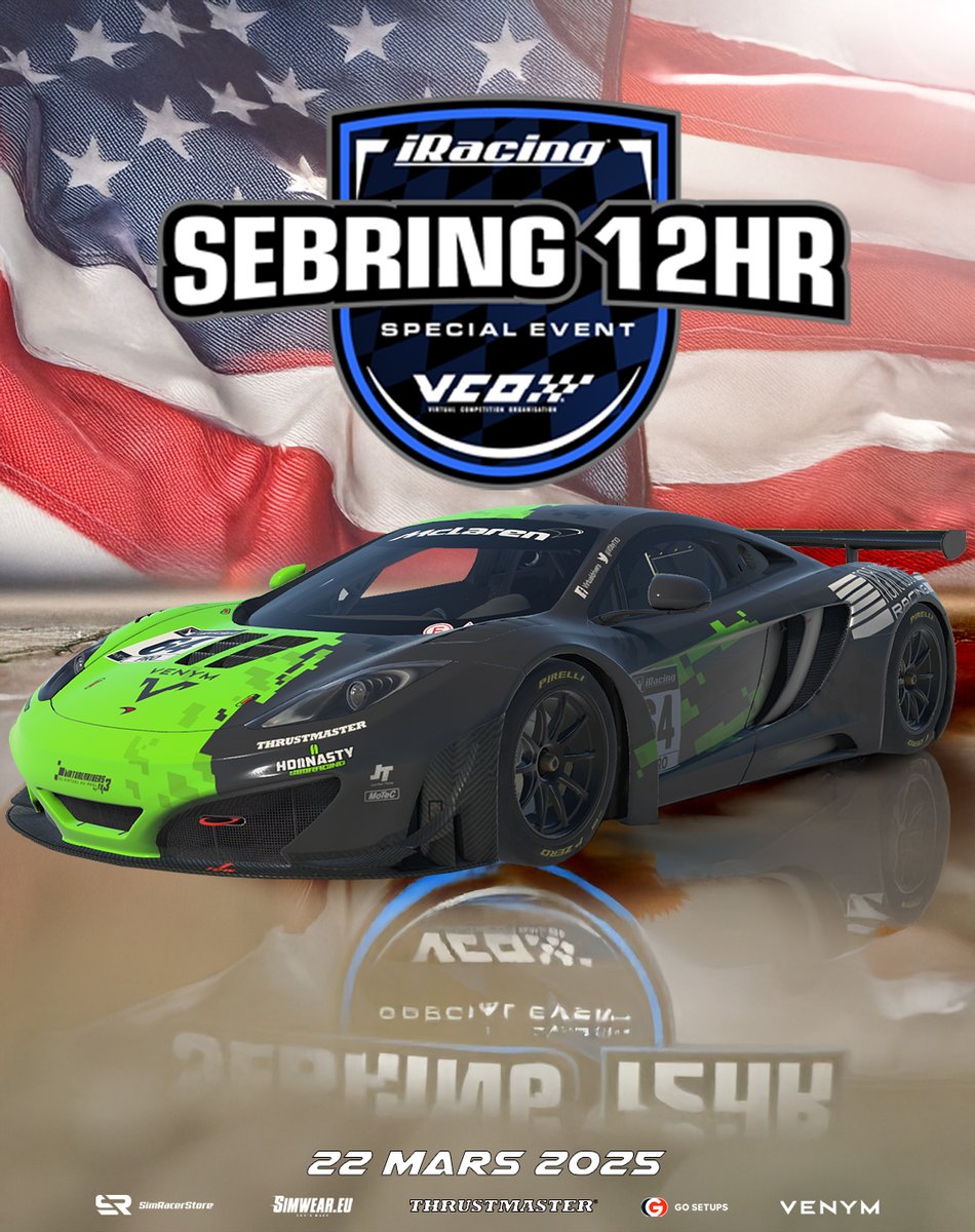 VDbyTX3's tweet photo. 🏁 Cette semaine se dérouleront les 12 Heures de Sebring 🇺🇸 !!!
- Aujourd'hui présentation de l'équipage GT3 qui roulera en famille :
1⃣Sebastien Petit
2⃣Anthony Petit
#Thrustmaster #Venym #Simwear #gosetup #simracerstore #iracingofficial #iracing #Sebring12 https://t.co/kdZgljG14L