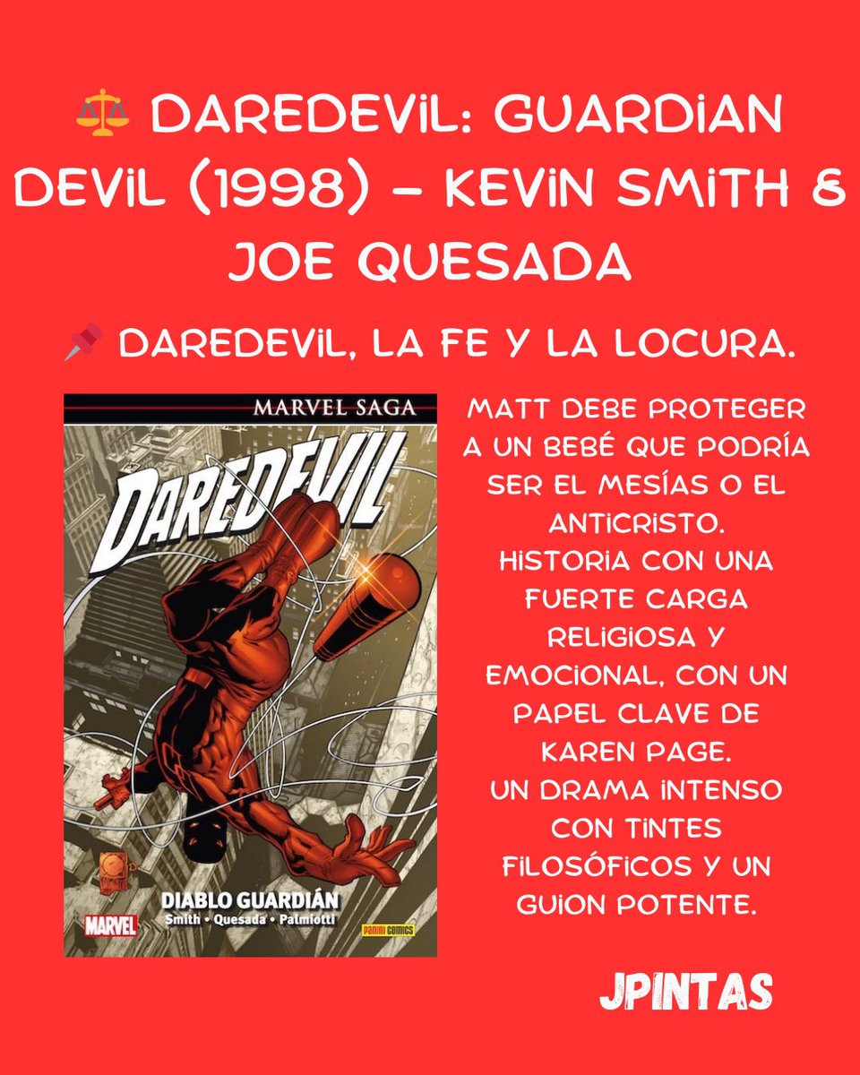 JPintasComic's tweet photo. @BRIANMBENDIS Para finalizar las recomendaciones pasamos a #Daredevil Diablo Guardián. Historia y etapa intensa del hombre sin miedo en los #comics https://t.co/vRTqq4JXOU