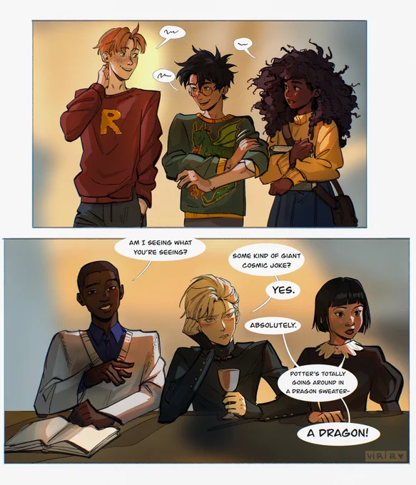 because in year 4 Harry gets gifted a sweater with a dragon on it, and it's not playing in Draco's favour
#hp #drarry #art 